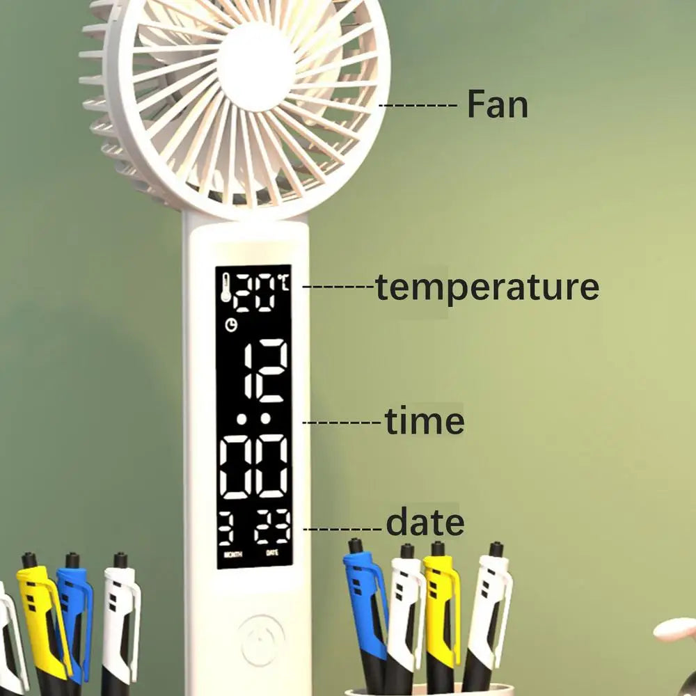 Candeeiro de Mesa com Ventilador e Porta-Canetas 💡 – Iluminação USB, 3 Níveis de Cor e Bateria 2000mAh