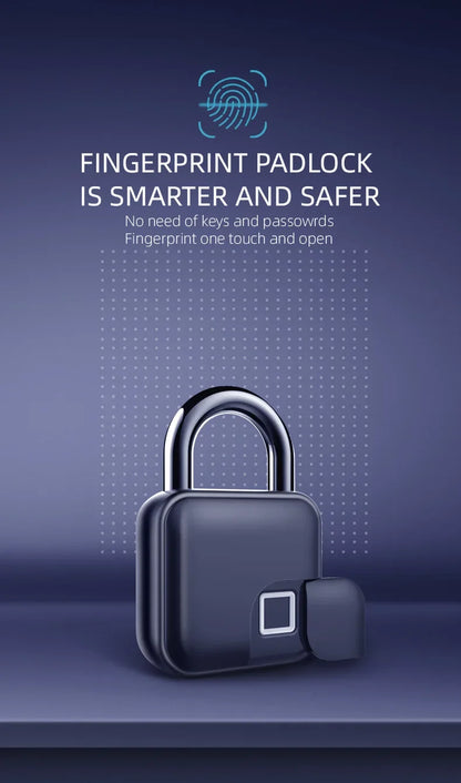 Cadeado Inteligente com Impressão Digital Graffiti 🔒 – Bluetooth, À Prova d'Água IP65 e Bateria Recarregável