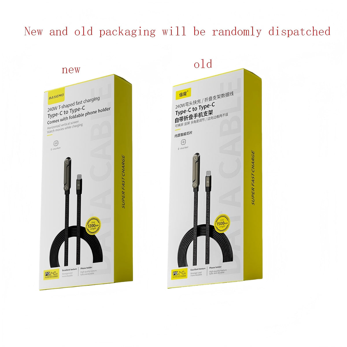 cabo de carregamento rapido com suporte – Potencia de 240W e Design 2-em-1 para